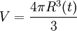 V = \frac{4 \pi Rˆ3(t)}{3}